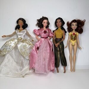 Disney Princess Doll Lot Belle Raya Barbie Holiday Dress Gown 11.5" Mixed